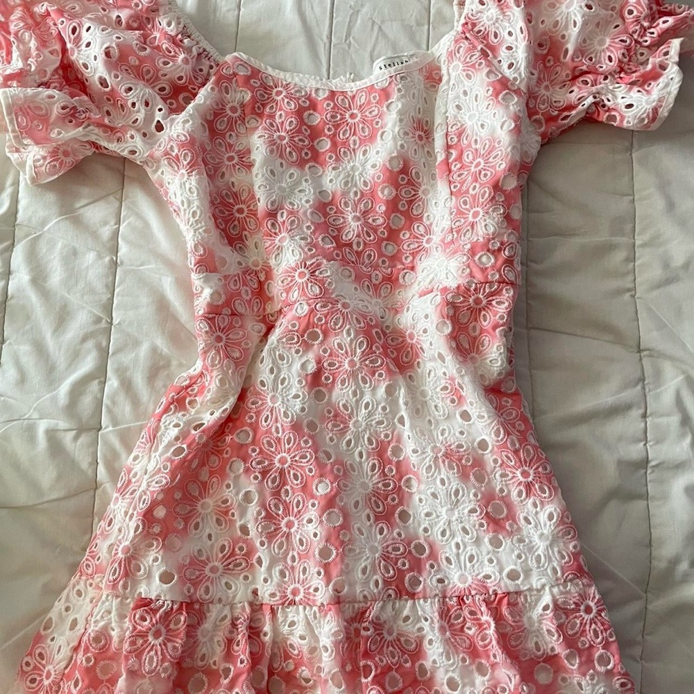 Stellah pink and white eyelet ruffle dress